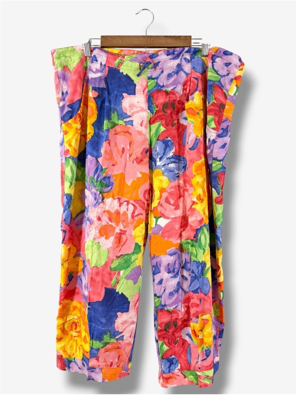 Jams World Wide Leg Drawstring Pants Size M SPLENDOR Pink Multicolor Tropical